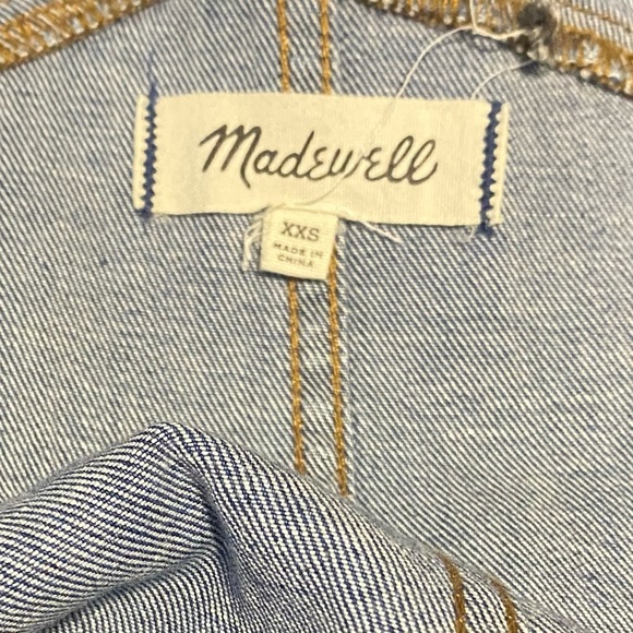 Madewell Skinny Overalls in Cedarburg Wash Raw Hem Jeans Size XXS - Picture 8 of 10